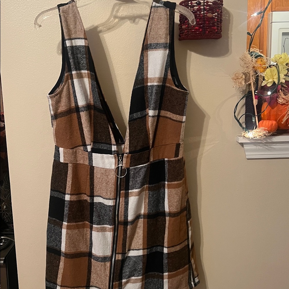 Plaid Flannel Deep V-Neck Dress